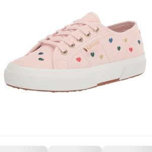 SUPERGA UNISEX LITTLE HEARTS PINK EMBROIDERY LOW TOP SNEAKERS FESTIVAL LOVE‎